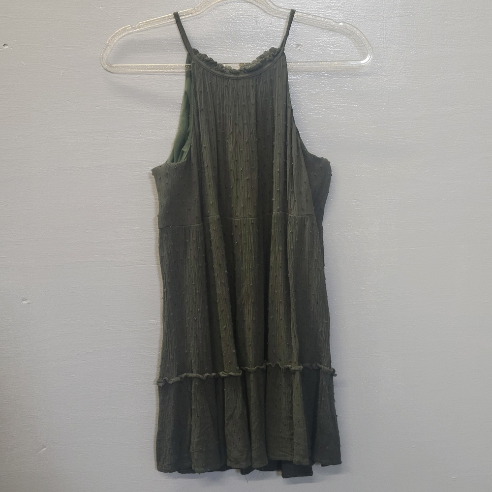 Blue Rain Deep Green Sleeveless Dress